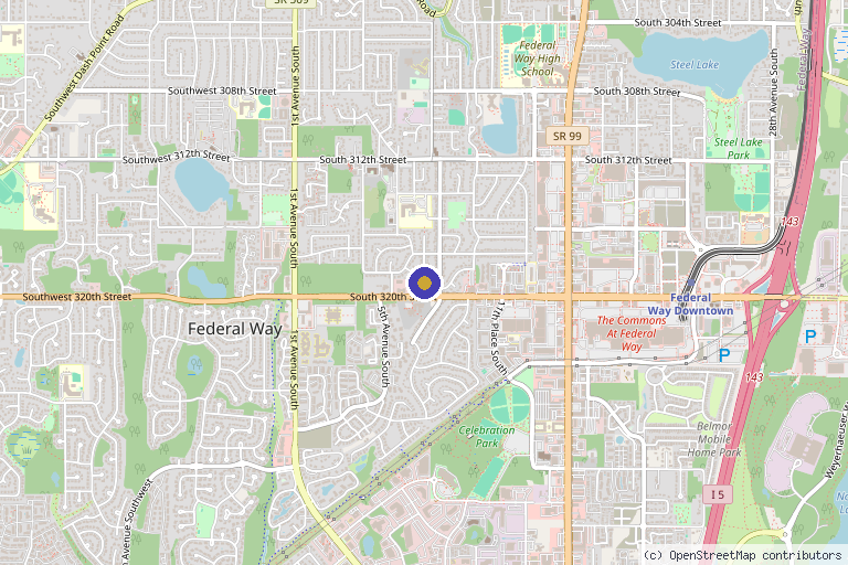 Map showing the location of Nurturing Wellness in Federal Way, WA