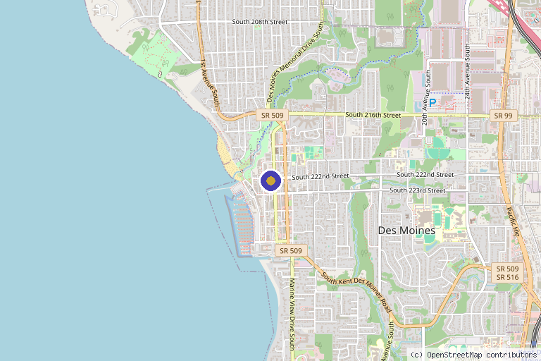 Map showing the location of Allen Medical Aesthetics in Des Moines, WA