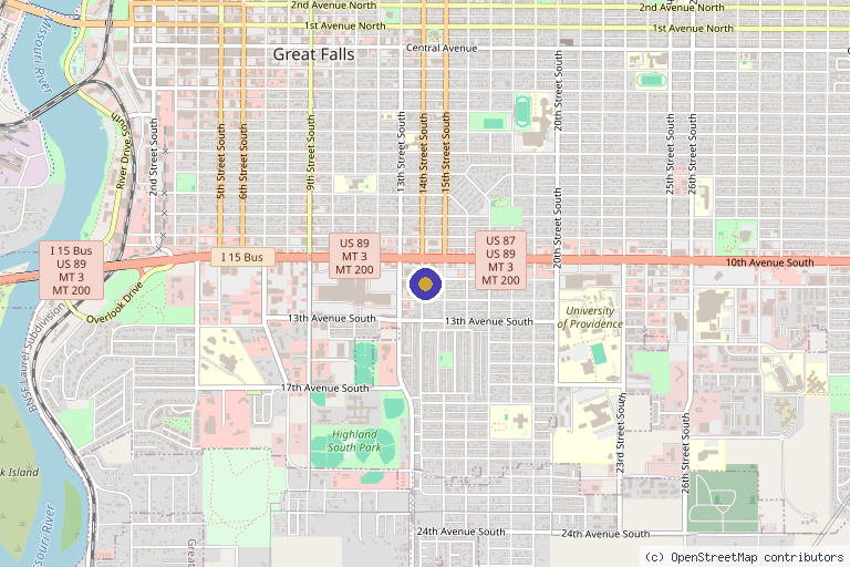 Map showing the location of Montana Med Spa and Wellness in Great Falls, MT