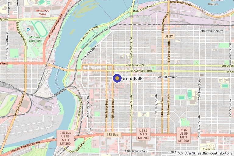 Map showing the location of Vitalizing Integrative Health in Great Falls, MT