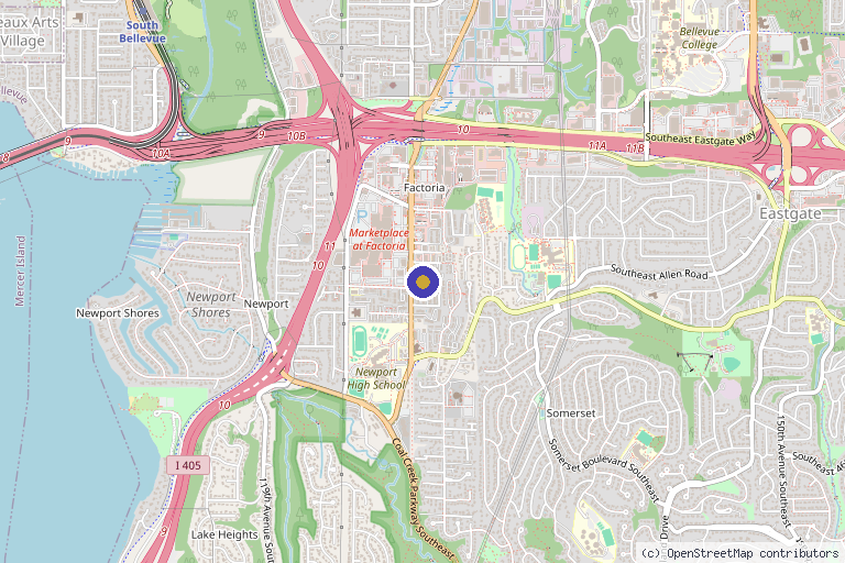 Map showing the location of Muse Medspa in Bellevue, WA