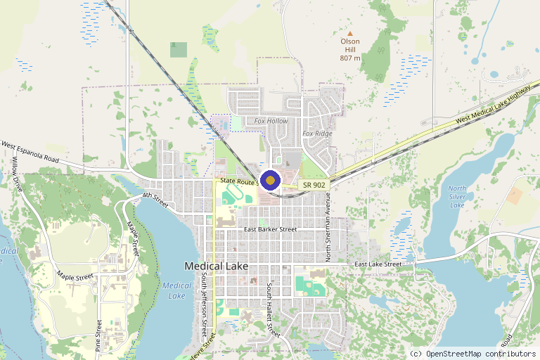 Map showing the location of Natural Health Center of Medical Lake in Spokane, WA