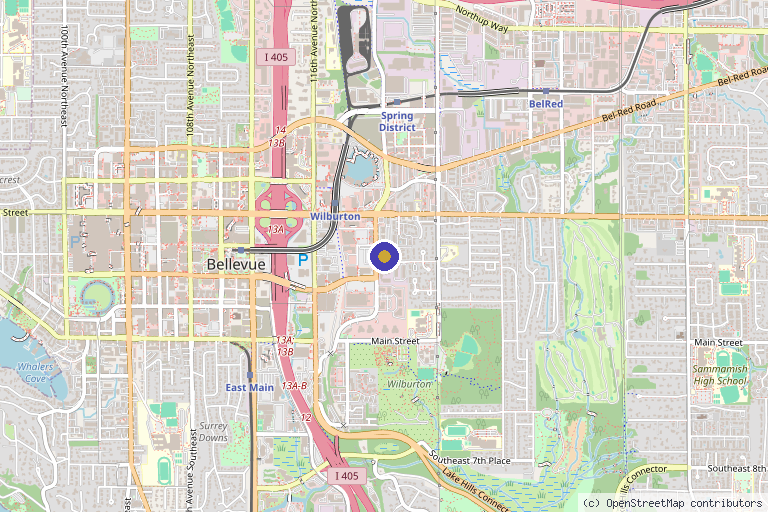 Map showing the location of O2 Aesthetics in Bellevue, WA