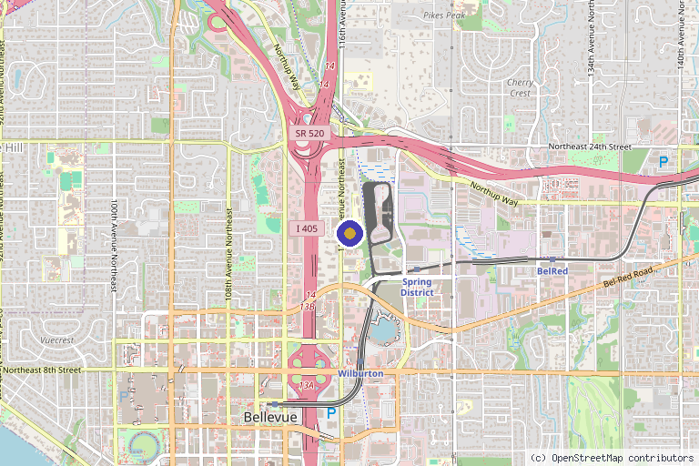 Map showing the location of Apex Health & Wellness in Bellevue, WA