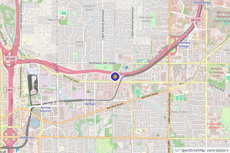 Map showing the location of Rejuvena Clinique in Bellevue, WA
