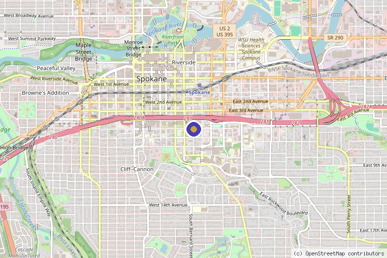 Map showing the location of Peak Health Genomics in Spokane, WA