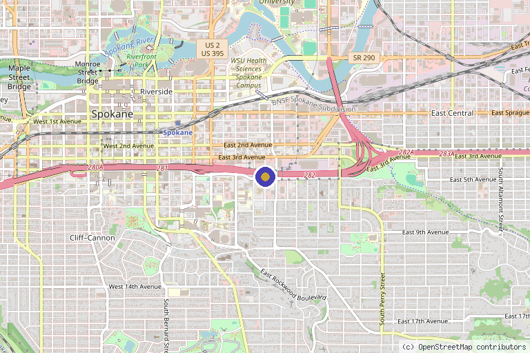 Map showing the location of Dermillume MD in Spokane, WA