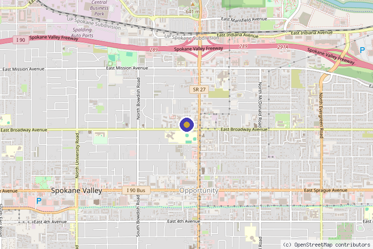 Map showing the location of Northwest Pain Specialists in Spokane Valley, WA