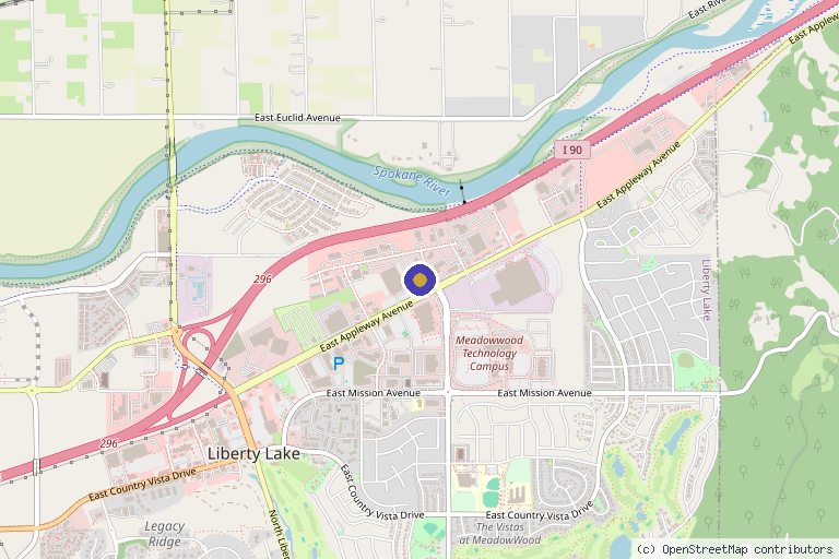 Map showing the location of Spokane Spine and Disc in Liberty Lake, WA
