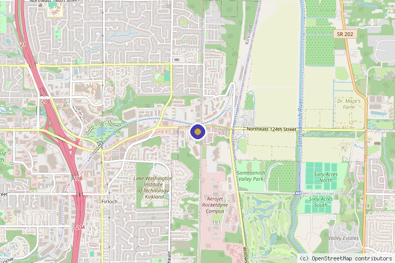 Map showing the location of Optimum Peak Wellness in Redmond, WA