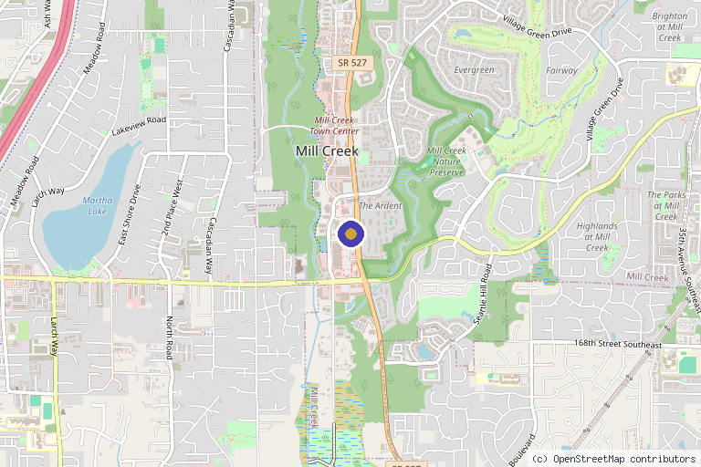 Map showing the location of Skin Addiction Medspa & Health Clinic in Mill Creek, WA