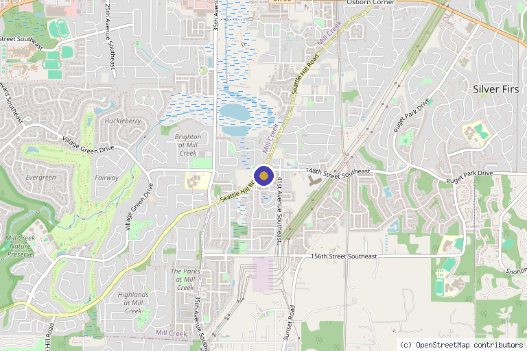 Map showing the location of PI Aesthetics Medical Spa in Mill Creek, WA