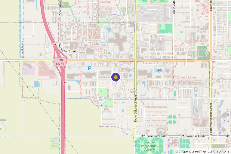 Map showing the location of Suedel Therapeutics and Wellness in Grand Forks, ND