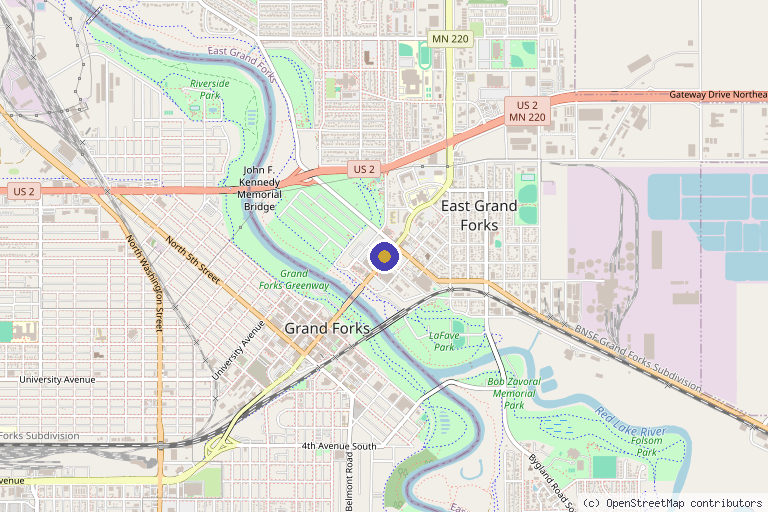 Map showing the location of Sublime Aesthetic Professionals in East Grand Forks, MN