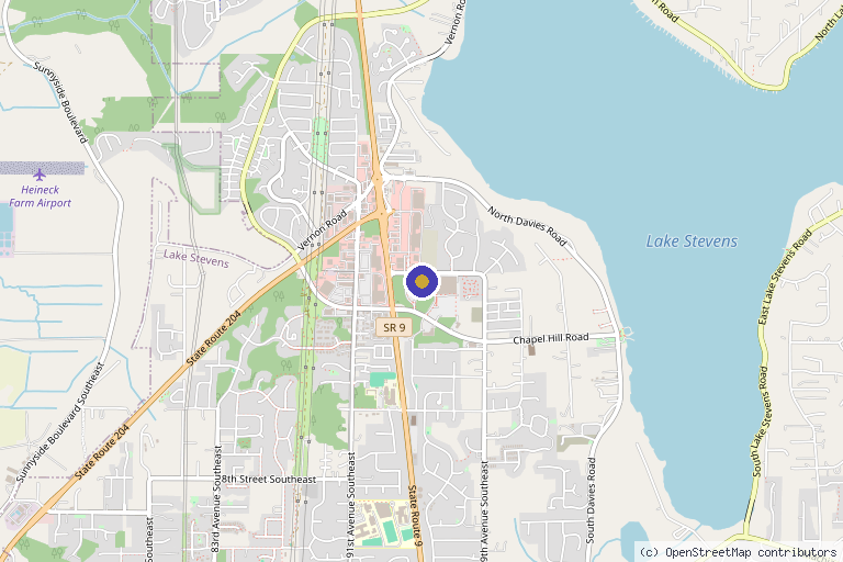 Map showing the location of Ophir Aesthetics in Lake Stevens, WA