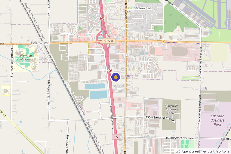 Map showing the location of Advanced Skin Therapy of Smokey Point in Arlington, WA