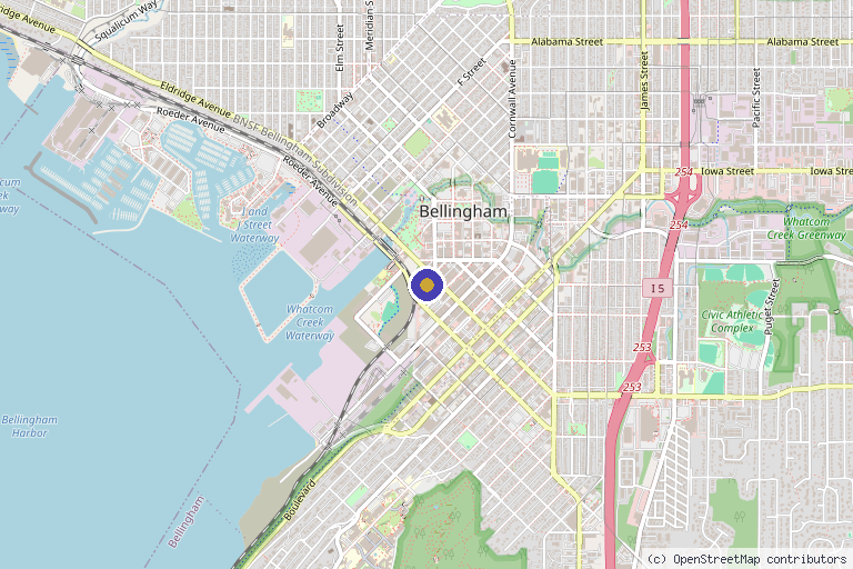 Map showing the location of Peak Hydration in Bellingham, WA