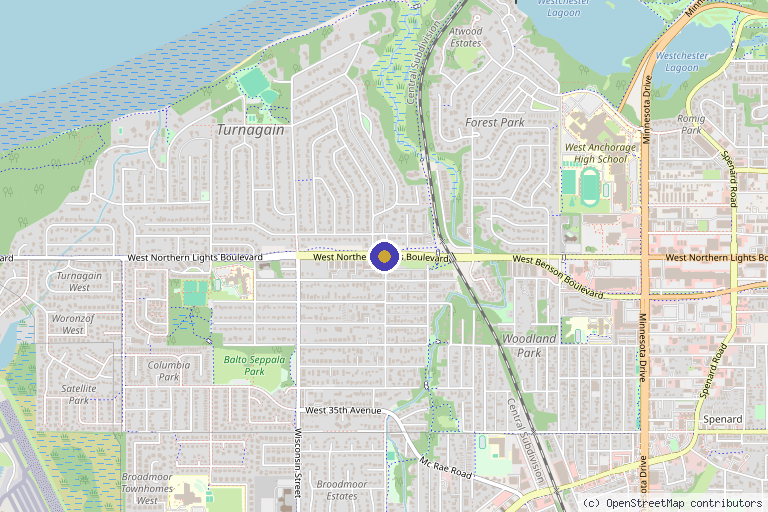 Map showing the location of Holistic Alaska in Anchorage, AK