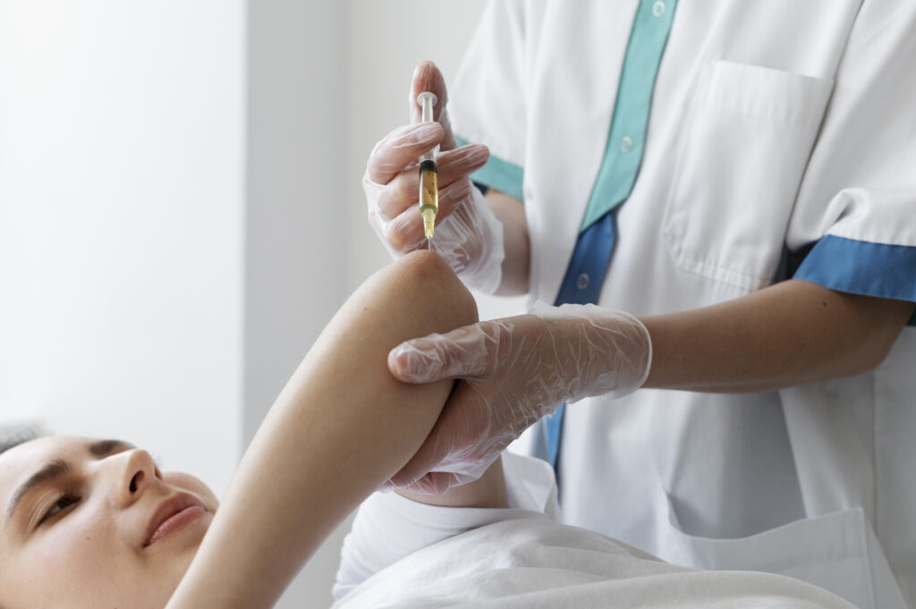 Stem Cell Therapy for Orthopedic healing showing targeted joint injection